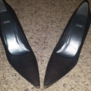 Stuart Weitzman black suede, pointed-toe pump